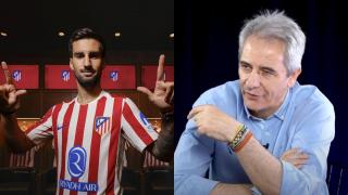 Álex Baena, nuevo jugador del Atlético de Madrid, y Manolo Lama.