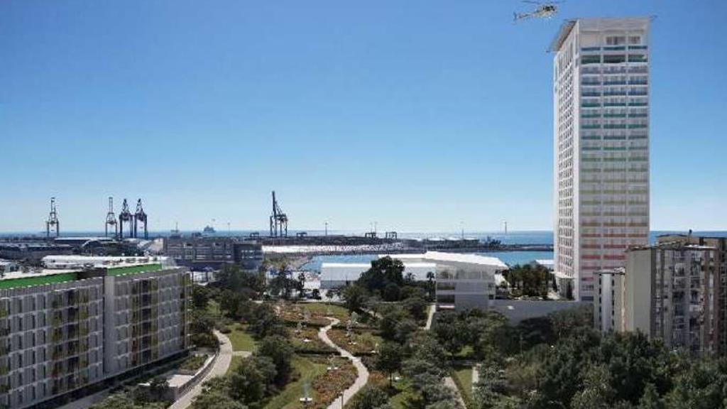 Infografía de las propuestas para transformar los terrenos de El Bulto, en Málaga.