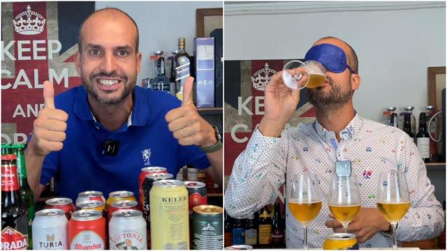 Sergio Estévez, probando cervezas.