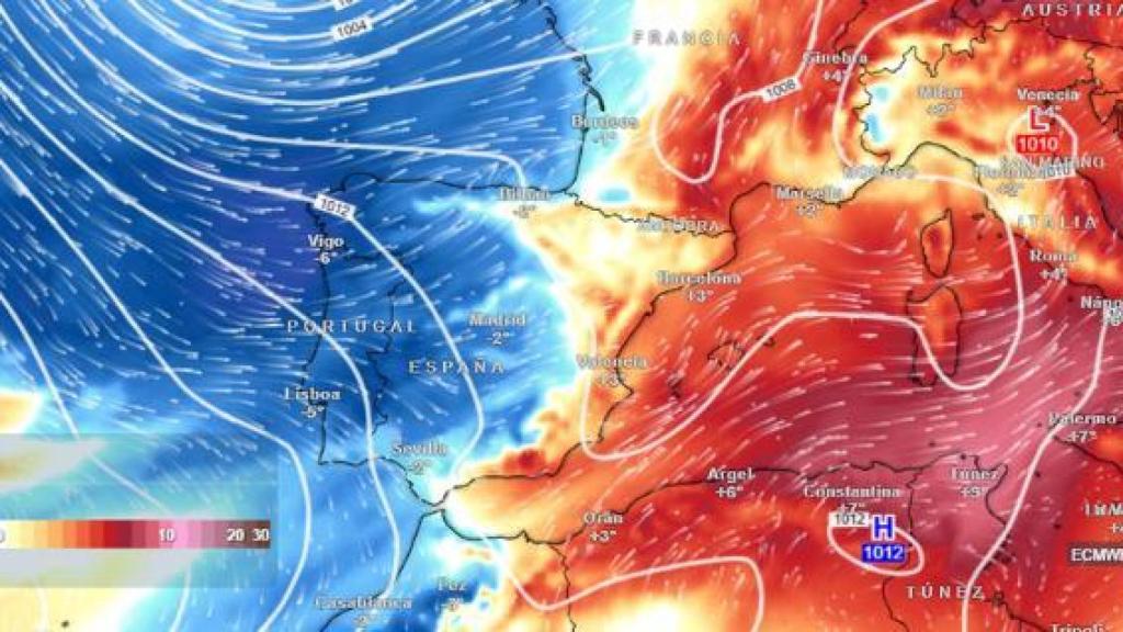 La borrasca fría entrando en la Península Ibérica