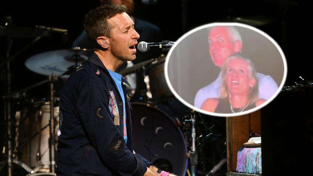 Chris Martin y la pareja de infieles, en un montaje de EL ESPAÑOL.