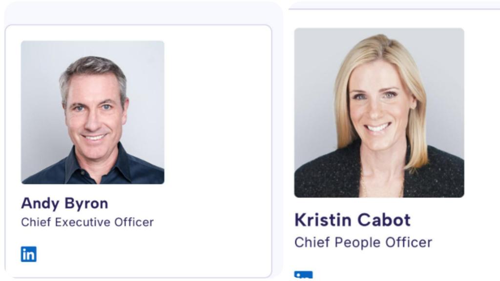 Andy Byron y Kristin Cabot, en sus respectivos perfiles de LinkedIn.