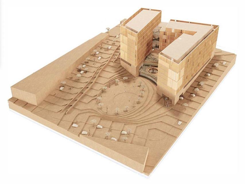 Maqueta del proyecto ganador para la promoción de 166 viviendas de alquiler asequible.