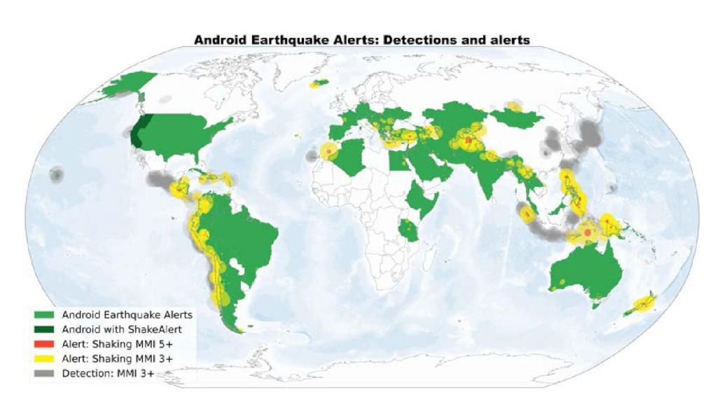 Mapa de terremotos detectados y alertados por smartphones con Android