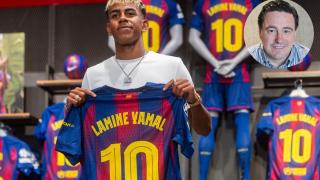 Lamine Yamal y Antonio Sanz