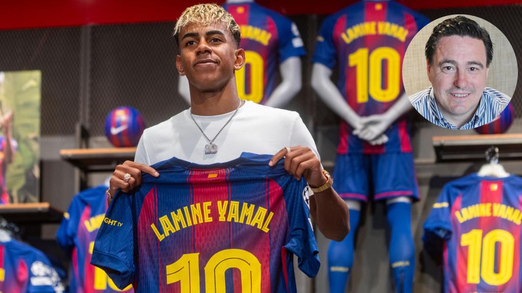 Lamine Yamal y Antonio Sanz.