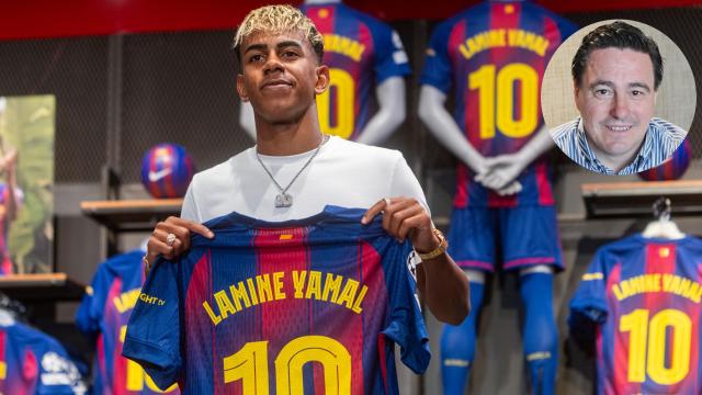 Lamine Yamal y Antonio Sanz.