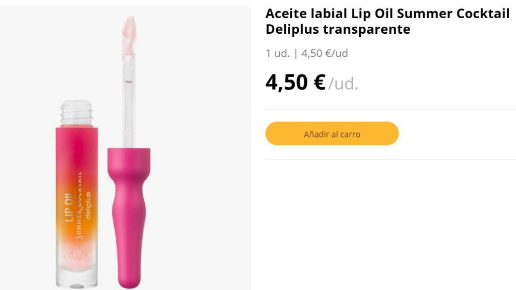 Aceite labial Lip Oil Summer Cocktail Deliplus transparente.