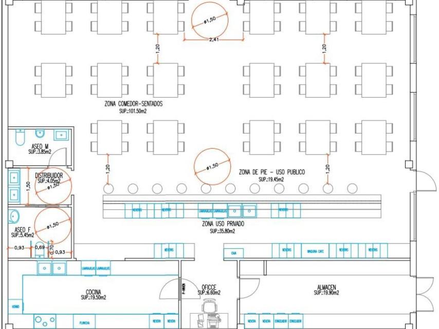 Plano del futuro restaurante-cafetería en punta Langosteira.