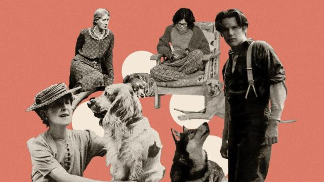 Elizabeth Von Arnim, Virgina Woolf, Laia Costa y Ethan Hawke con sus perros.