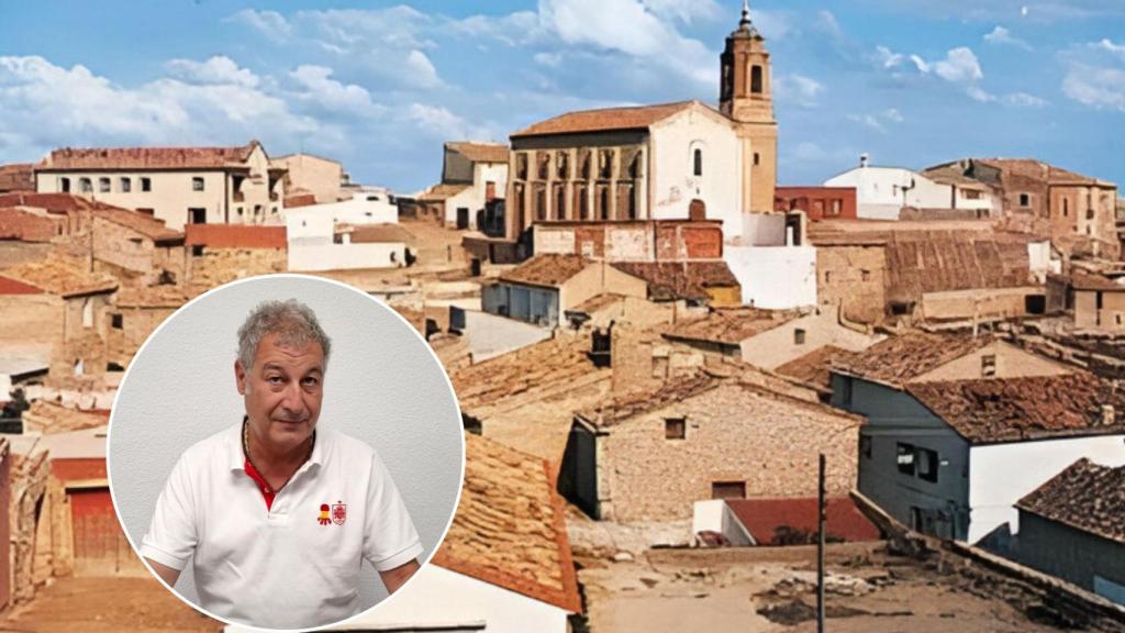 Montaje de La Puebla de Albortón y su alcalde, Jesús Naval.