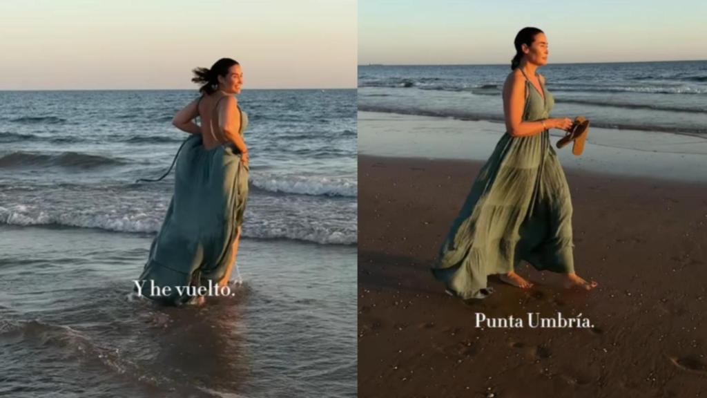 Vicky Martín Berrocal con un diseño de María Dolores Guillén.