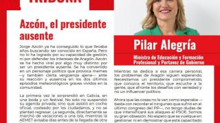 La tribuna de Pilar Alegría en 'El Socialista'.