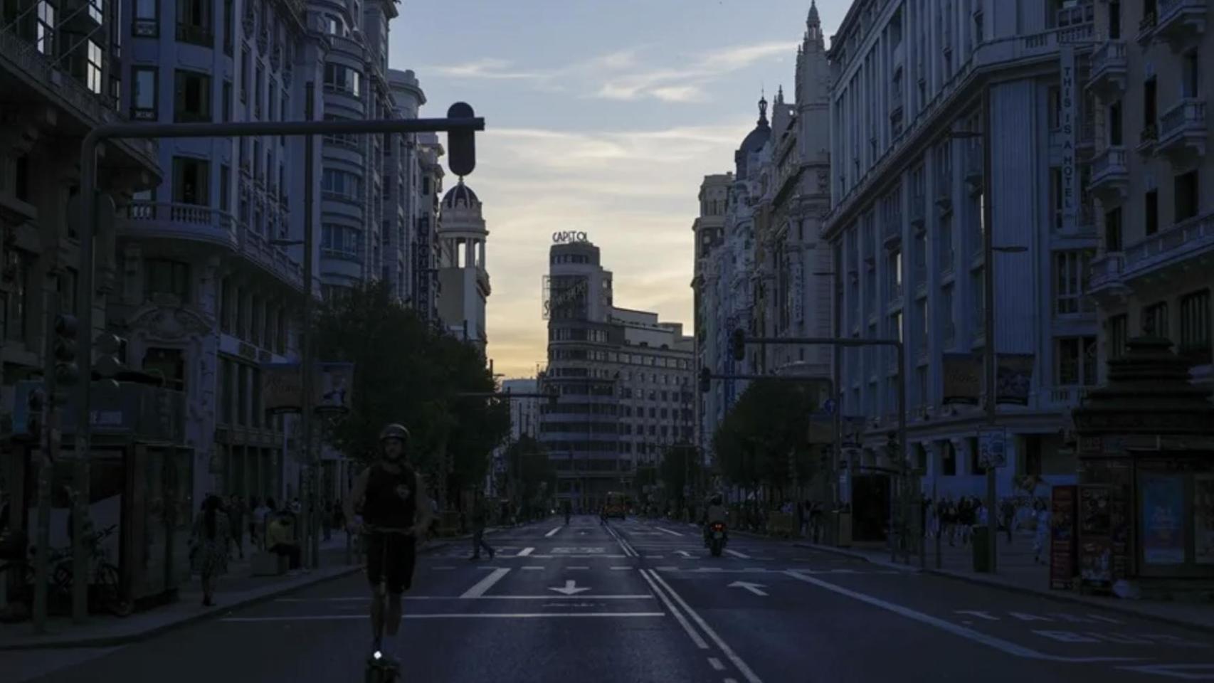 Madrid durante el apagón.