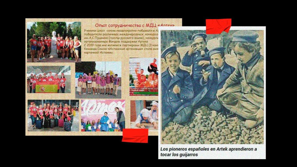 A la izquierda, los niños enviados a Crimea en la actualidad. A la derecha, 'los niños de la guerra'.