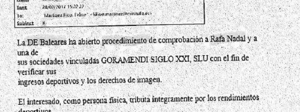 Correo sobre Rafa Nadal.