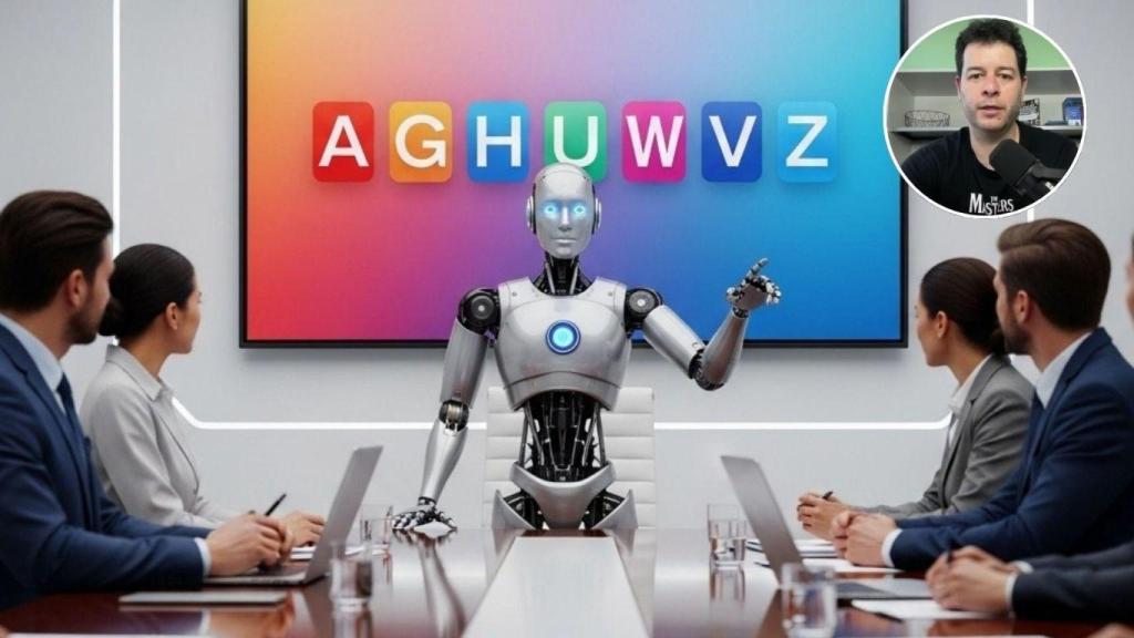Montaje de Javi López, experto en inteligencia artificial, en una imagen de un robot encabezando una reunión.