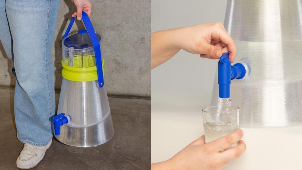 La botella portátil que extrae agua del aire.