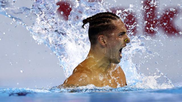 Dennis González, durante la final de solo técnico en el Mundial de natación