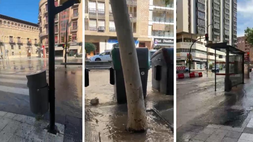 Reventón en la avenida de César Augusto de Zaragoza.