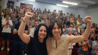 Rebeca Torró y Diana Morant, durante el Comité Nacional del PSPV de este sábado. Jorge Gil / EP