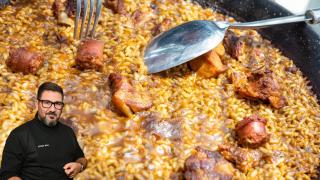 Dani García y un arroz. Montaje de El Español.