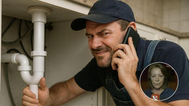 Imagen de un fontanero estafador.