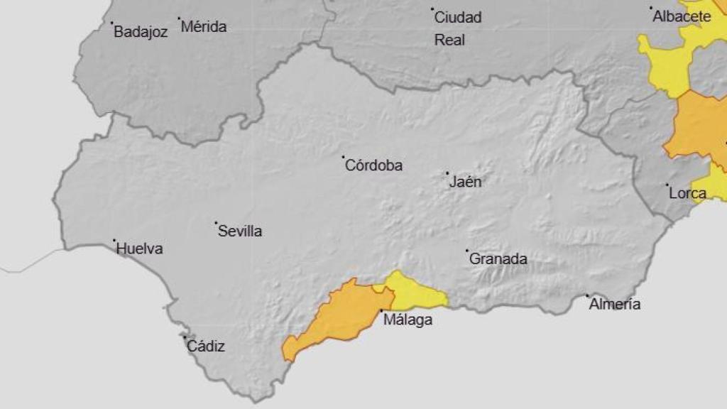 Mapa de la Aemet con los avisos por calor.