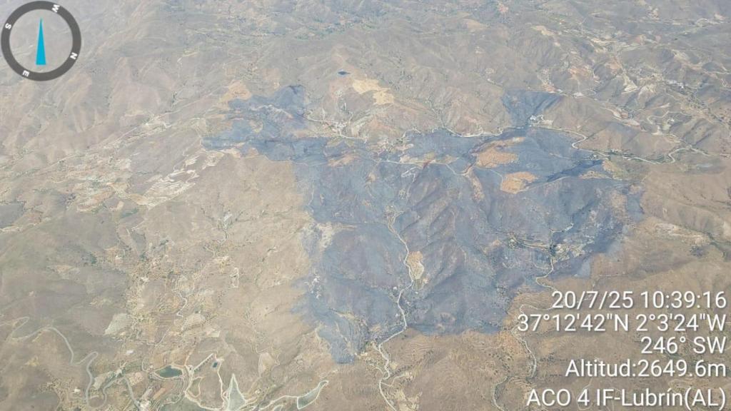 Vista de los terrenos afectados por el incendio forestal.