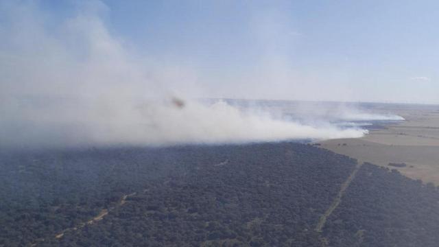 Un incendio de nivel 1 amenaza fincas y monte cerca de Paredes de Monte y obliga a desplegar un amplio operativo