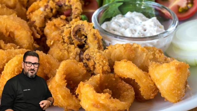 Dani García y una ración de calamares. Montaje de El Español