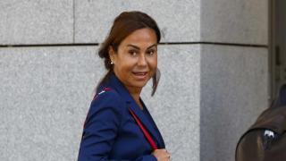 Isabel Pardo de Vera este lunes a su llegada a la Audiencia Nacional.