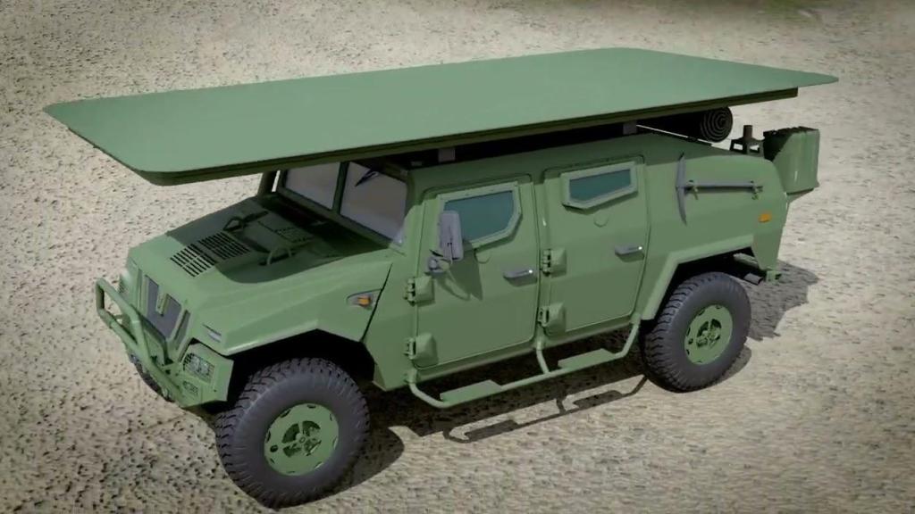 Un vehículo militar protegido con el sistema Kallisto Shield