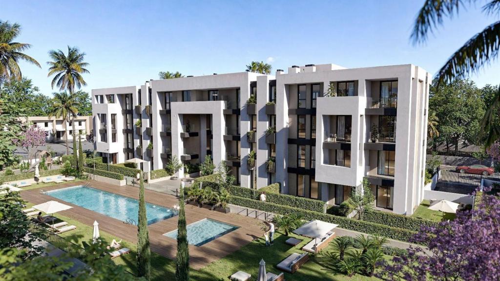 Otra imagen de la promoción de VPO que Sierra Blanca Estate construirá sobre una parcela adquirida al Ayuntamiento de Marbella.