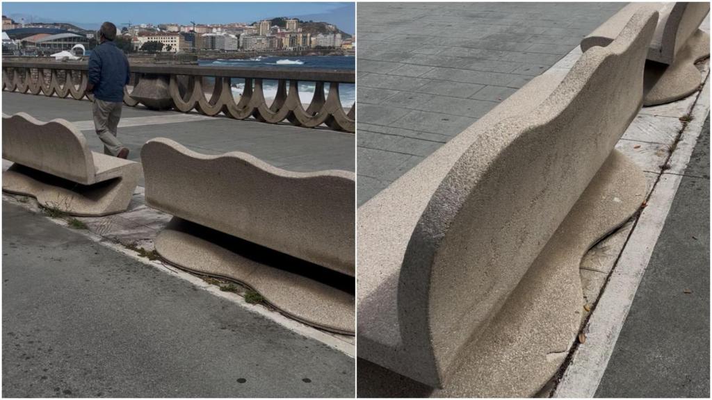 Reparan los bancos del paseo marítimo de A Coruña