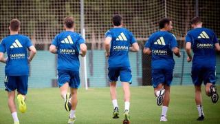Entrenamiento del Real Zaragoza durante la pretemporada.