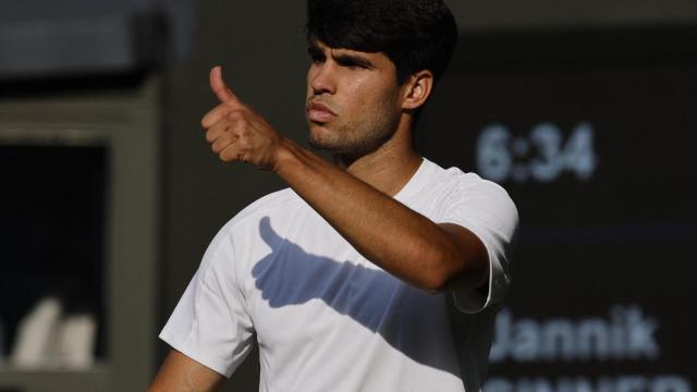 Alcaraz, durante la final de Wimbledon contra Sinner.