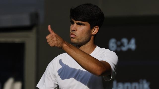 Alcaraz, durante la final de Wimbledon contra Sinner.