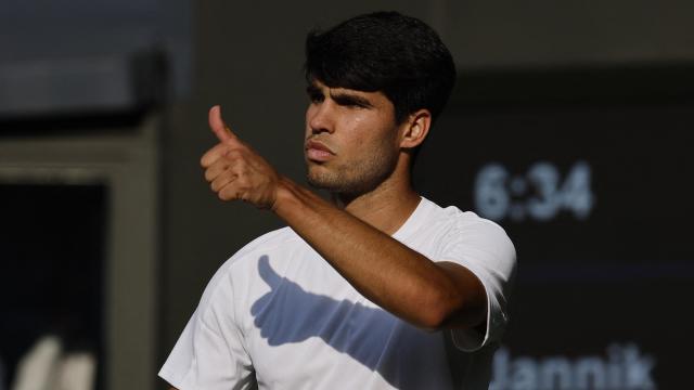 Alcaraz, durante la final de Wimbledon contra Sinner.