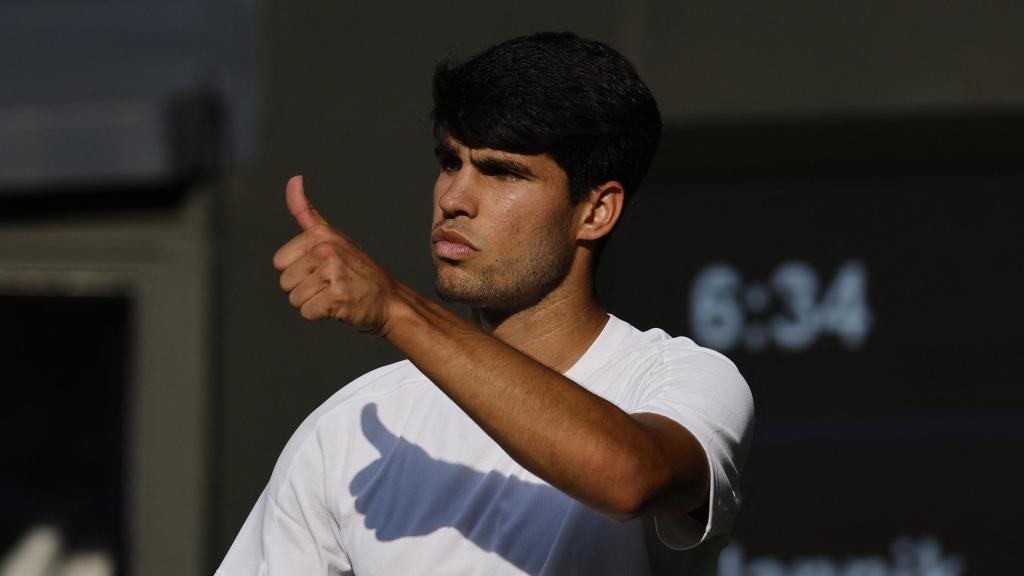 Alcaraz, durante la final de Wimbledon contra Sinner.