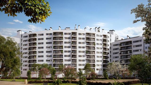 Fachada de la nueva promoción inmobiliaria, bautizada como Satia por AEDAS Homes, en la zona norte de Murcia.