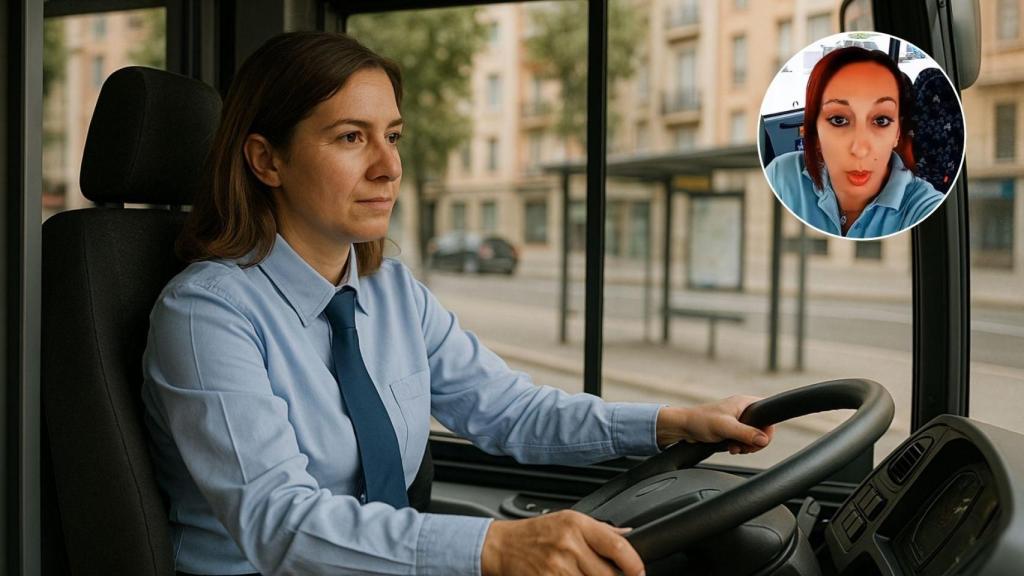 Imagen de Patricia y de una conductora de autobus generada por IA.