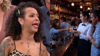 Amina y la imagen generada por IA de una camarera en un bar.