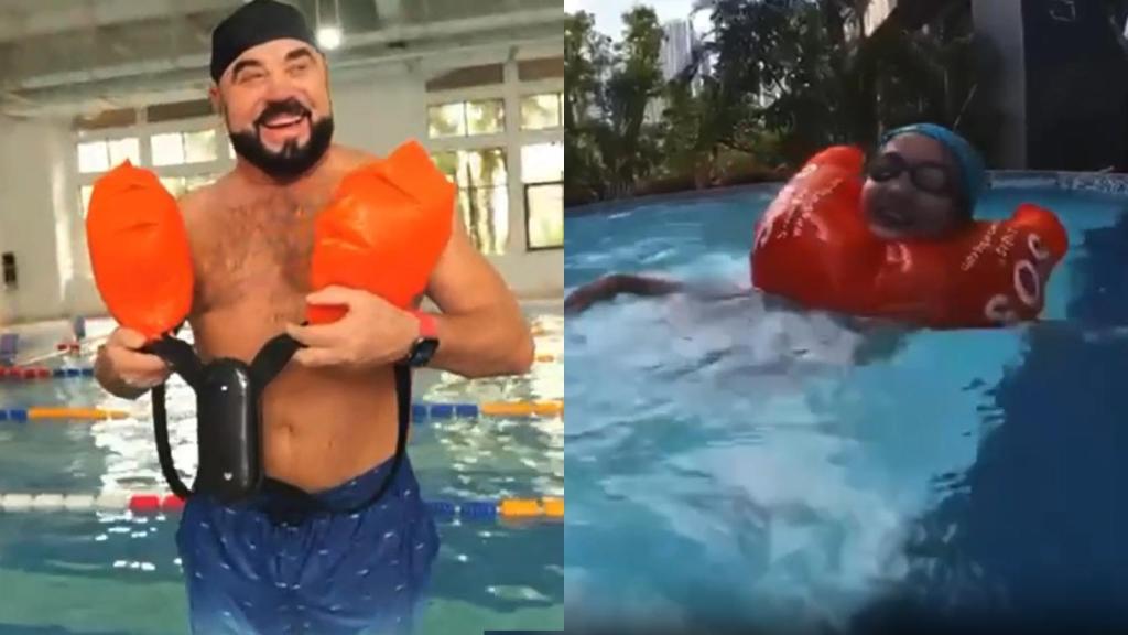 Dos personas usando el chaleco salvavidas inteligente Flotis.