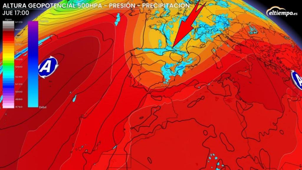 La entrada de masas húmedas y con frío anómalo para la época. ElTiempo.es.