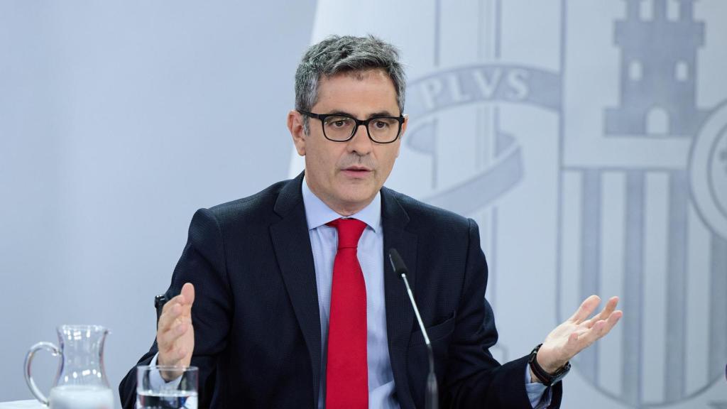 Félix Bolaños, ministro de la Presidencia, Justicia y Relaciones con las Cortes, durante la rueda de prensa posterior al Consejo de Ministros.