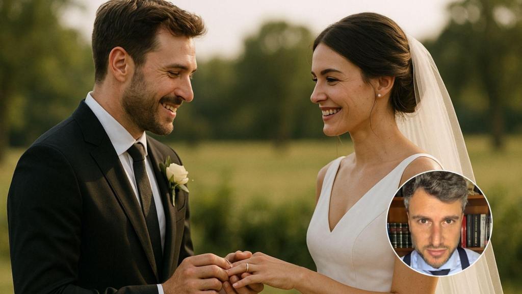 Imagen generada por IA de un matrimonio y el abogado Pablo Ródenas.