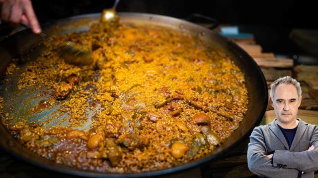 Ferrán Adrià y una paella. Montaje de El Español