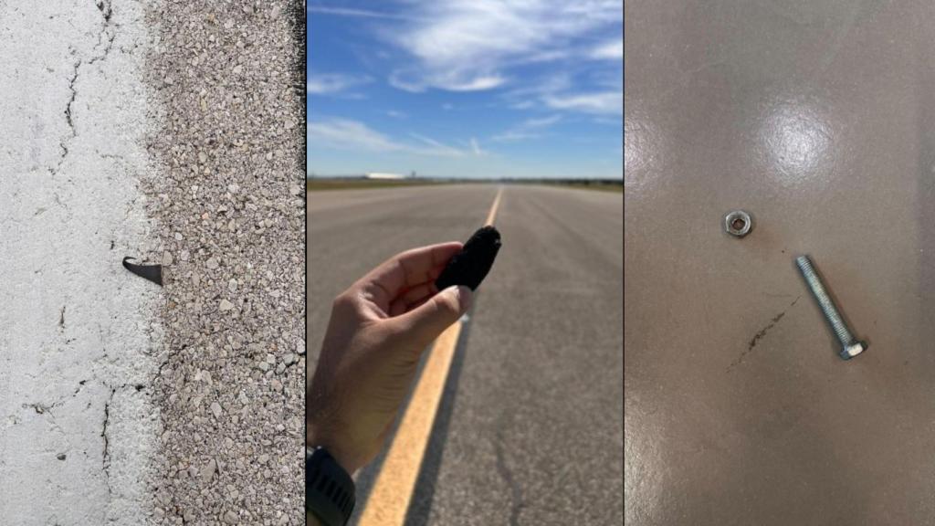 Objetos extraños o FOD en pistas de aeropuertos.