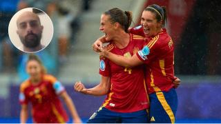 Imagen de la selección española femenina y Fermín Suárez.